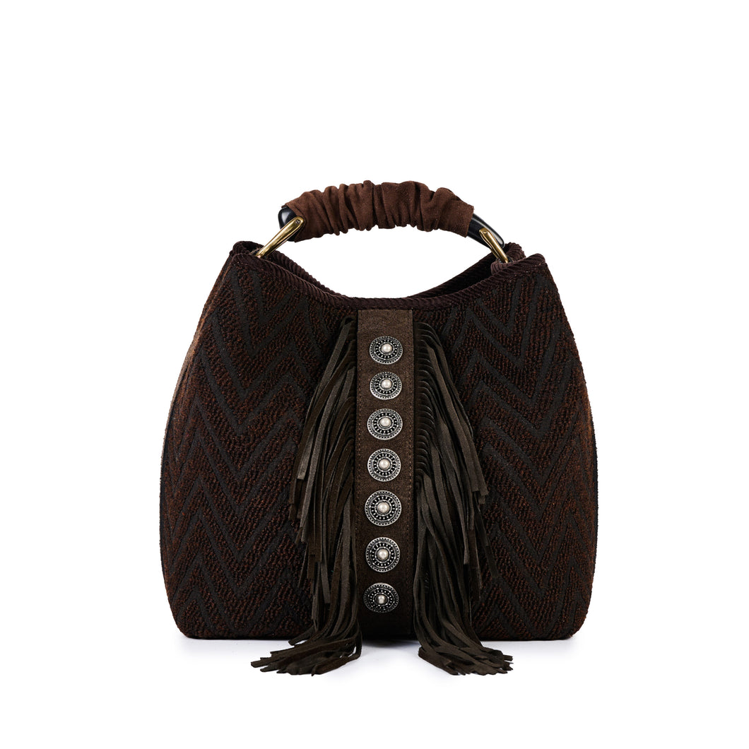VIAMAILBAG Borsa a secchiello con frange donna