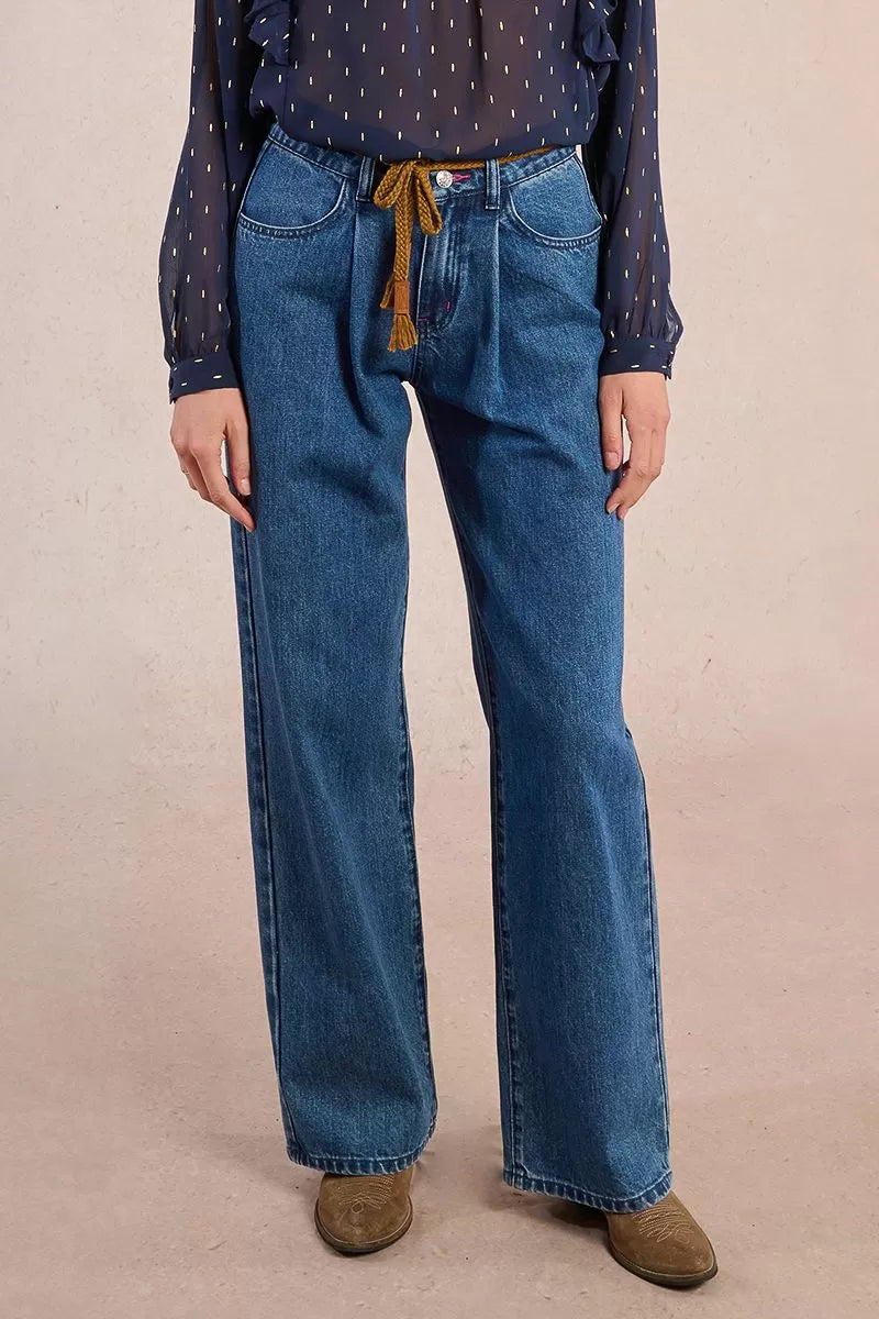 MOLLY BRACKEN Jeans a gamba dritta con cinturino donna