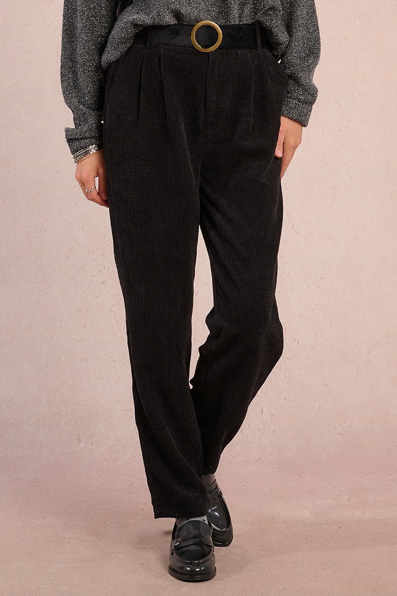 MOLLY BRACKEN Pantaloni in velluto con pinces donna