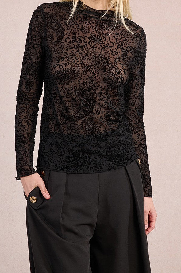 MOLLY BRACKEN Top in pizzo motivo Paisley trasparente donna