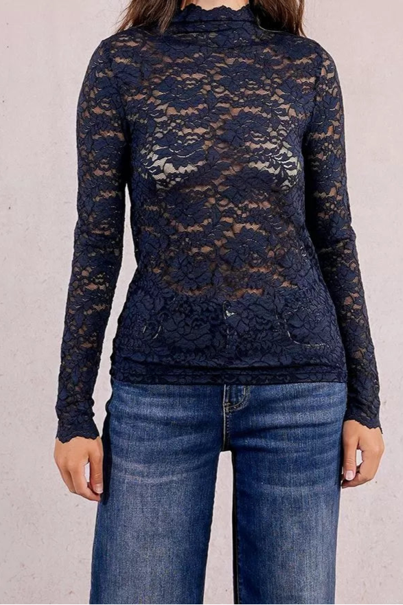MOLLY BRACKEN Top in pizzo semitrasparente donna