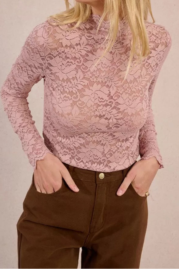MOLLY BRACKEN Top in pizzo semitrasparente donna