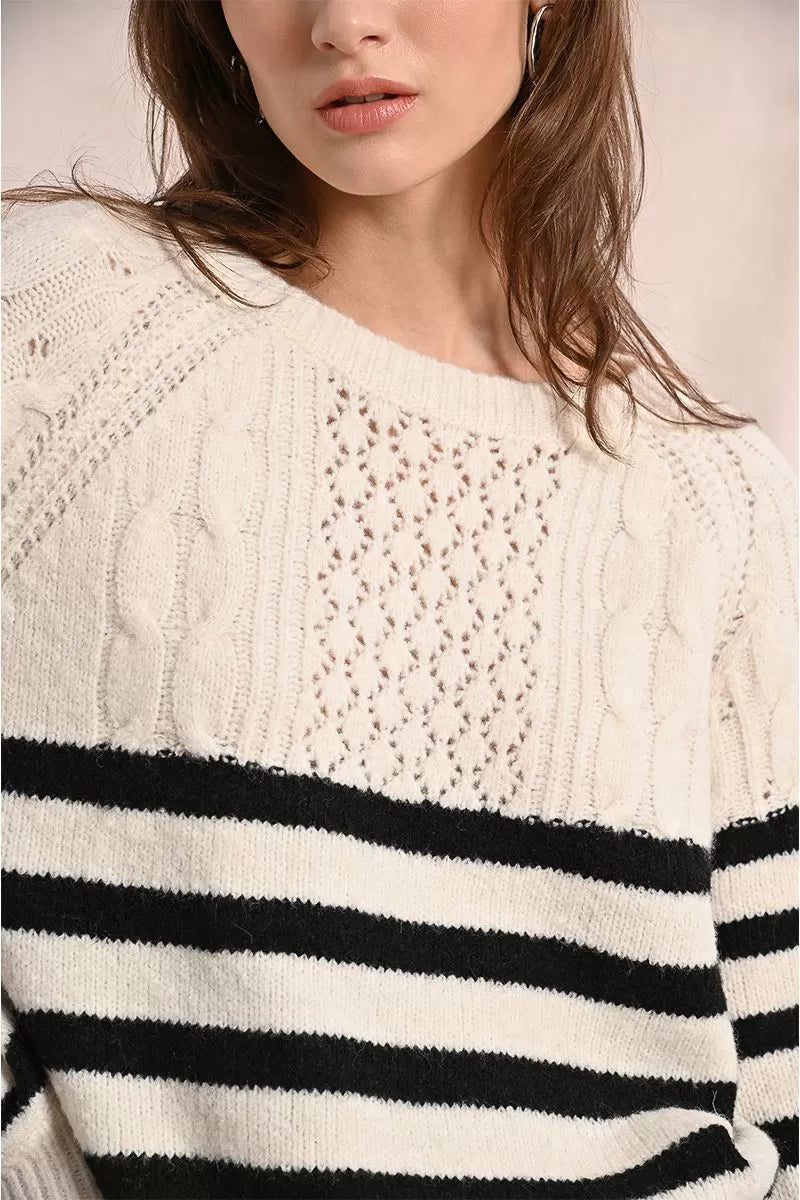 MOLLY BRACKEN Maglione traforato a righe donna