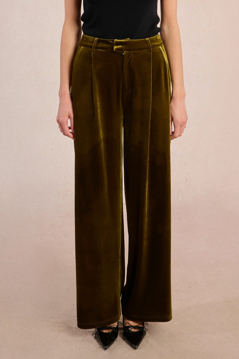 MOLLY BRACKEN Pantaloni larghi in velluto donna